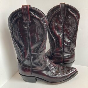 DAN POST Men's Deertan Bucklace Black Red Leather Western Cowboy Boots Size 9.5D